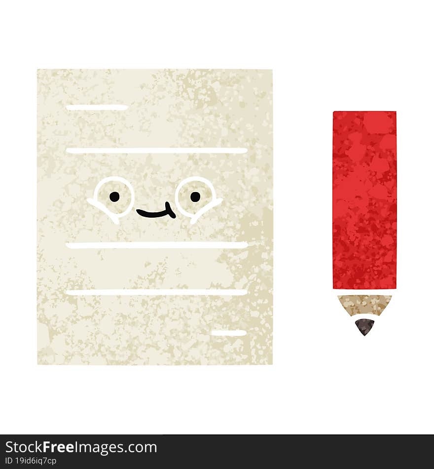 retro illustration style cartoon test paper