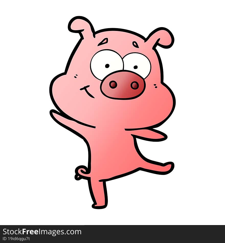 happy cartoon pig dancing. happy cartoon pig dancing