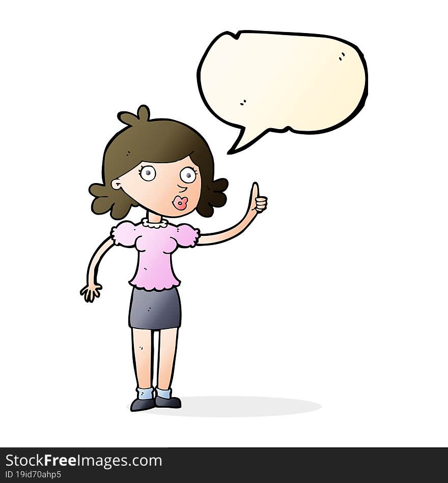 cartoon woman with idea with speech bubble