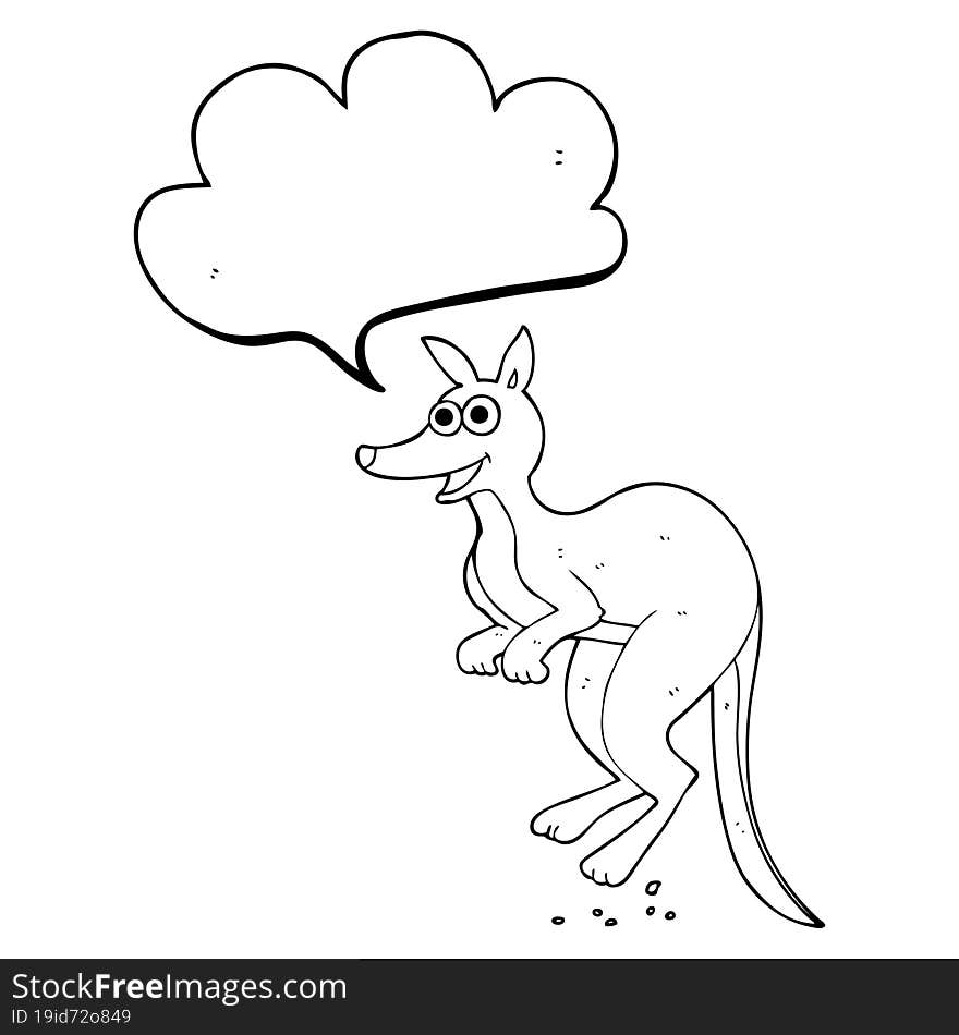 freehand drawn speech bubble cartoon kangaroo