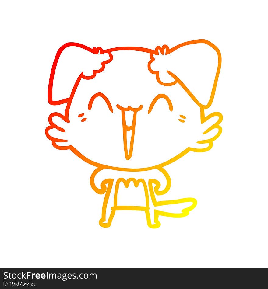 warm gradient line drawing happy little dog cartoon