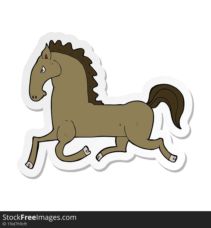 sticker of a cartoon running horse