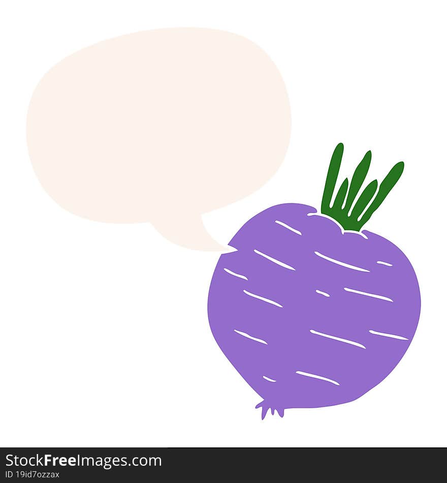 cartoon vegetable with speech bubble in retro style