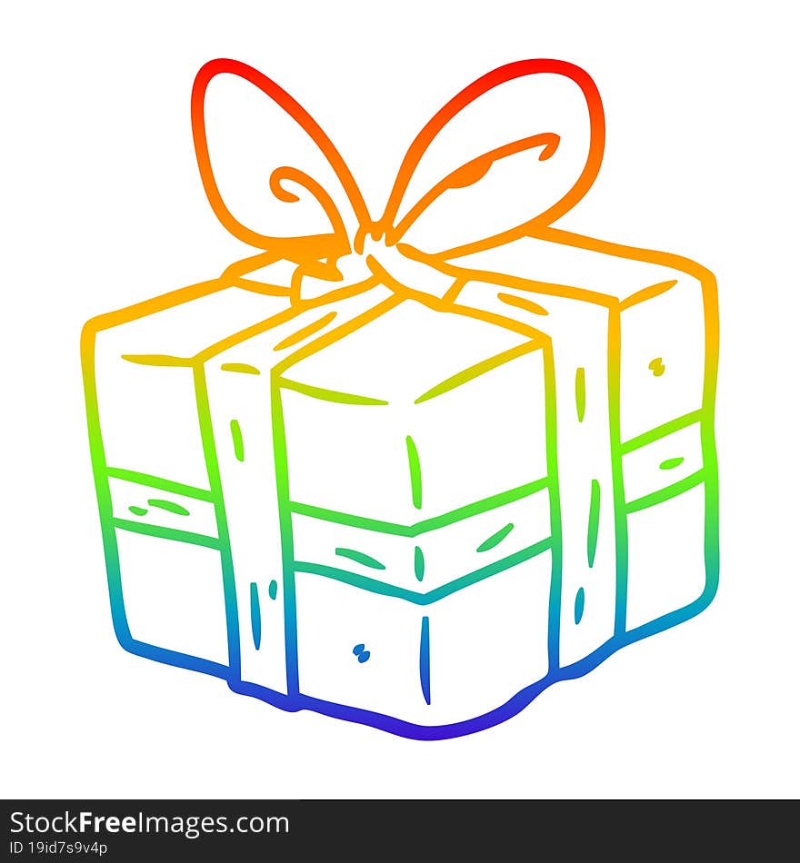 rainbow gradient line drawing wrapped gift