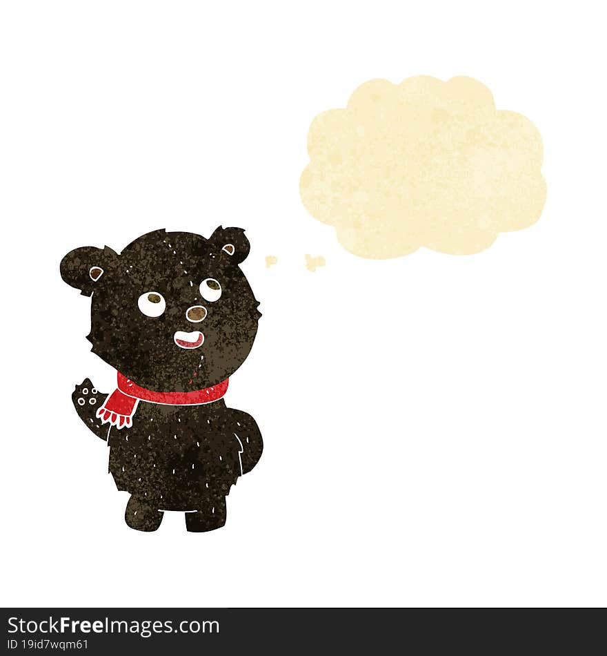 Cartoon Cute Black Bear Cub With Thought Bubble