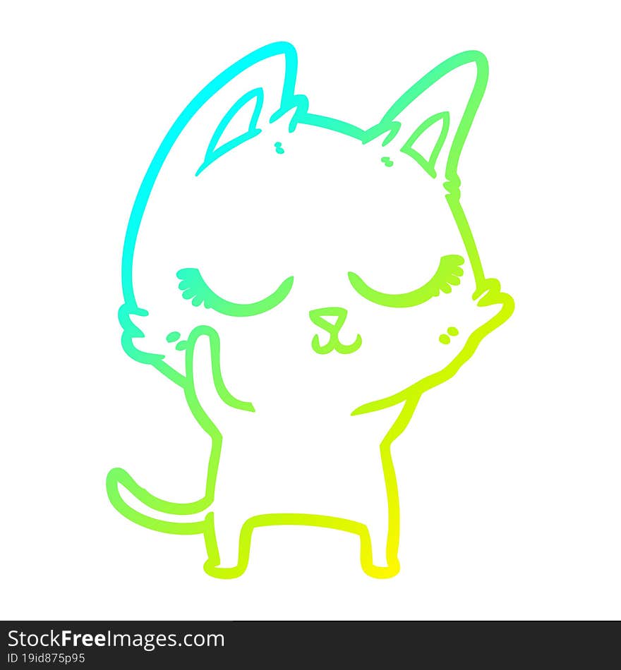 cold gradient line drawing calm cartoon cat