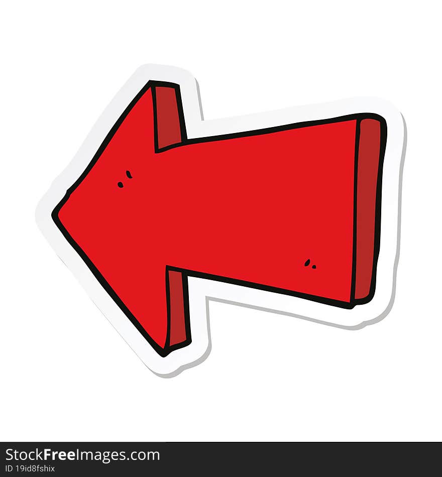 sticker of a cartoon pointing arrow