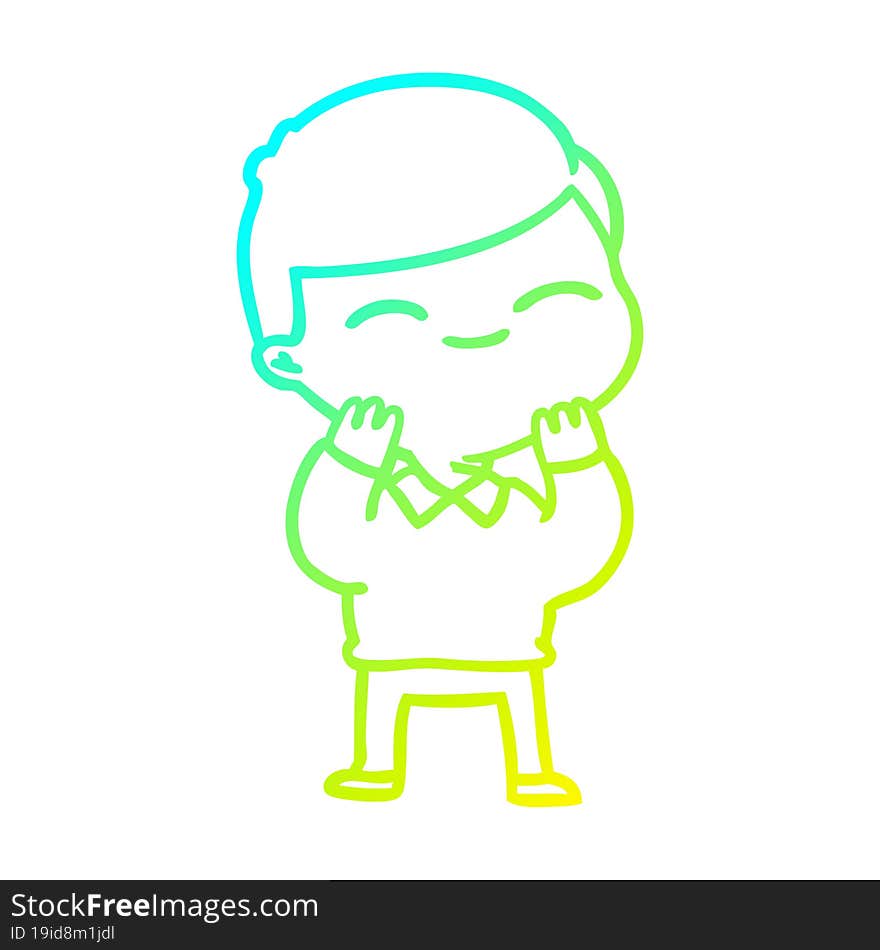 cold gradient line drawing cartoon smiling boy