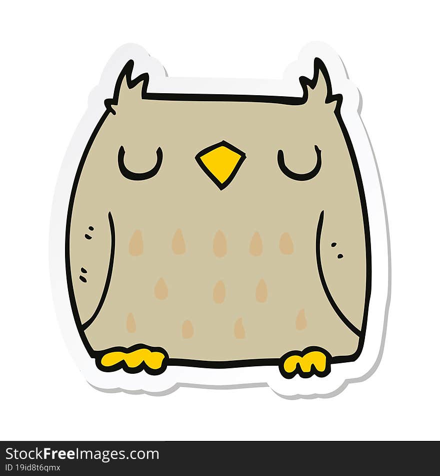 sticker of a cute cartoon owl