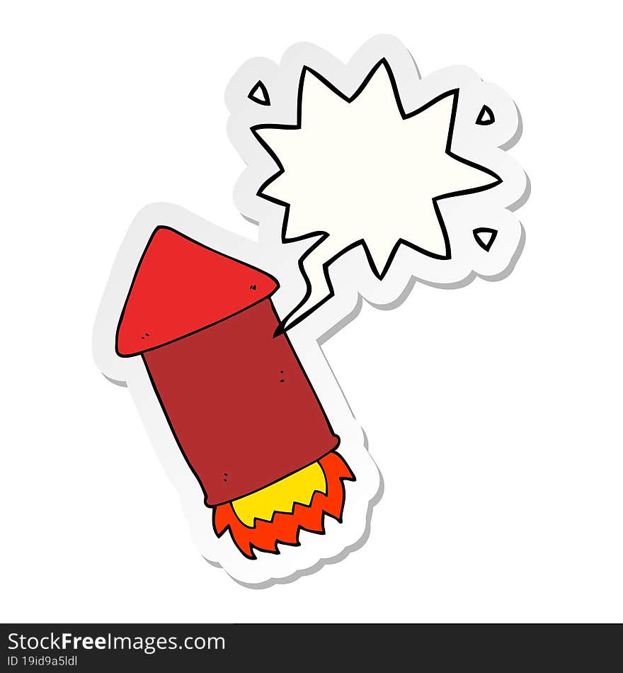 cartoon rocket and speech bubble sticker