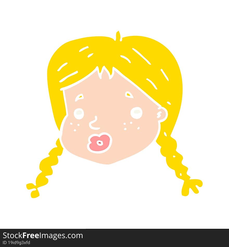 Flat Color Style Cartoon Girls Face