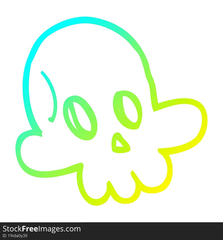 cold gradient line drawing cartoon halloween skull