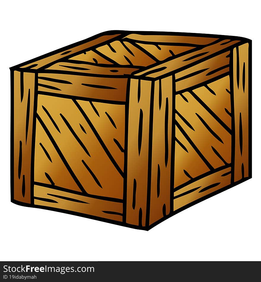 Gradient Cartoon Doodle Of A Wooden Crate