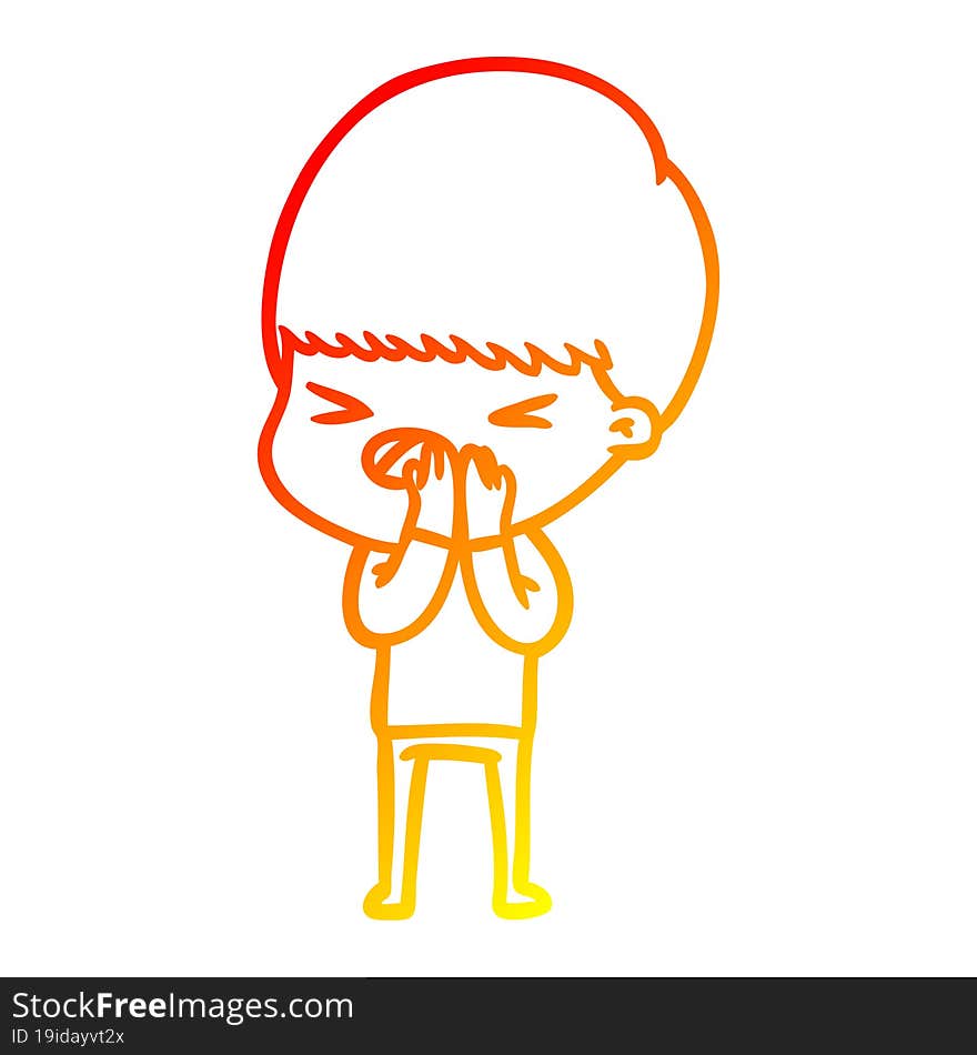 warm gradient line drawing cartoon stressed man