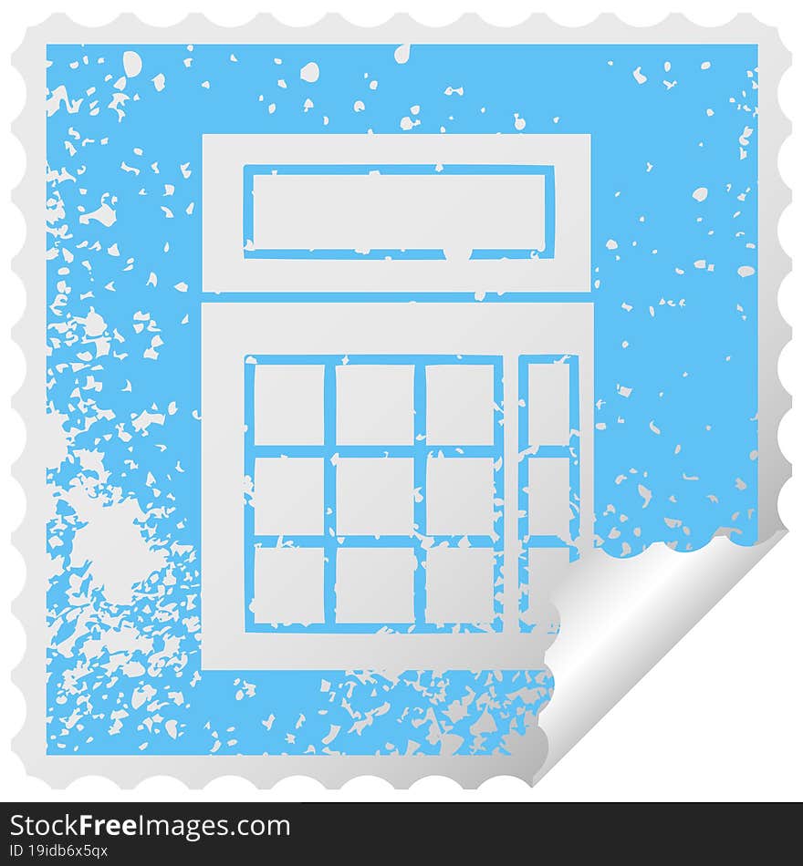 distressed square peeling sticker symbol school calculator