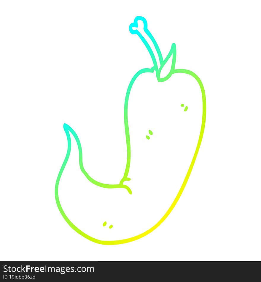 cold gradient line drawing of a cartoon chilli pepper