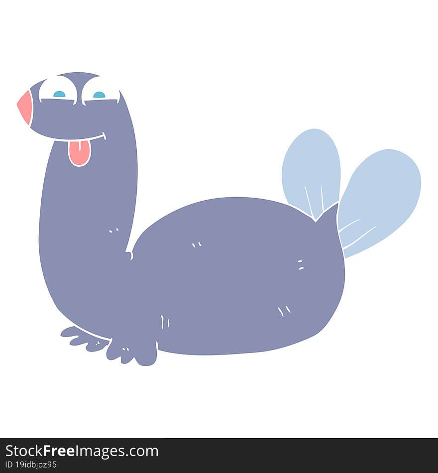 Flat Color Illustration Of A Cartoon Seal