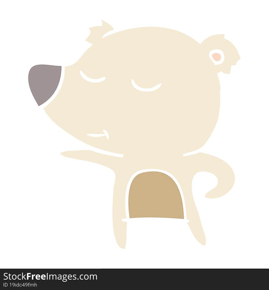 happy flat color style cartoon bear pointing