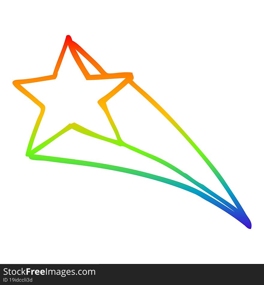 rainbow gradient line drawing cartoon shooting star