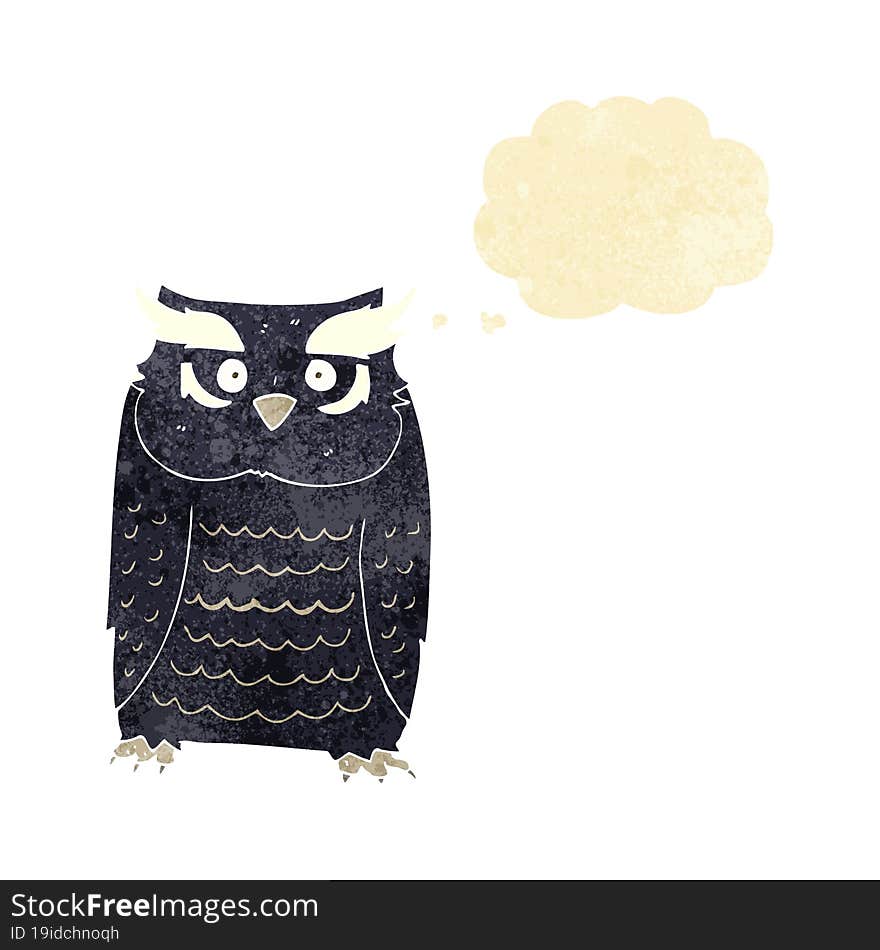 cartoon owl with thought bubble