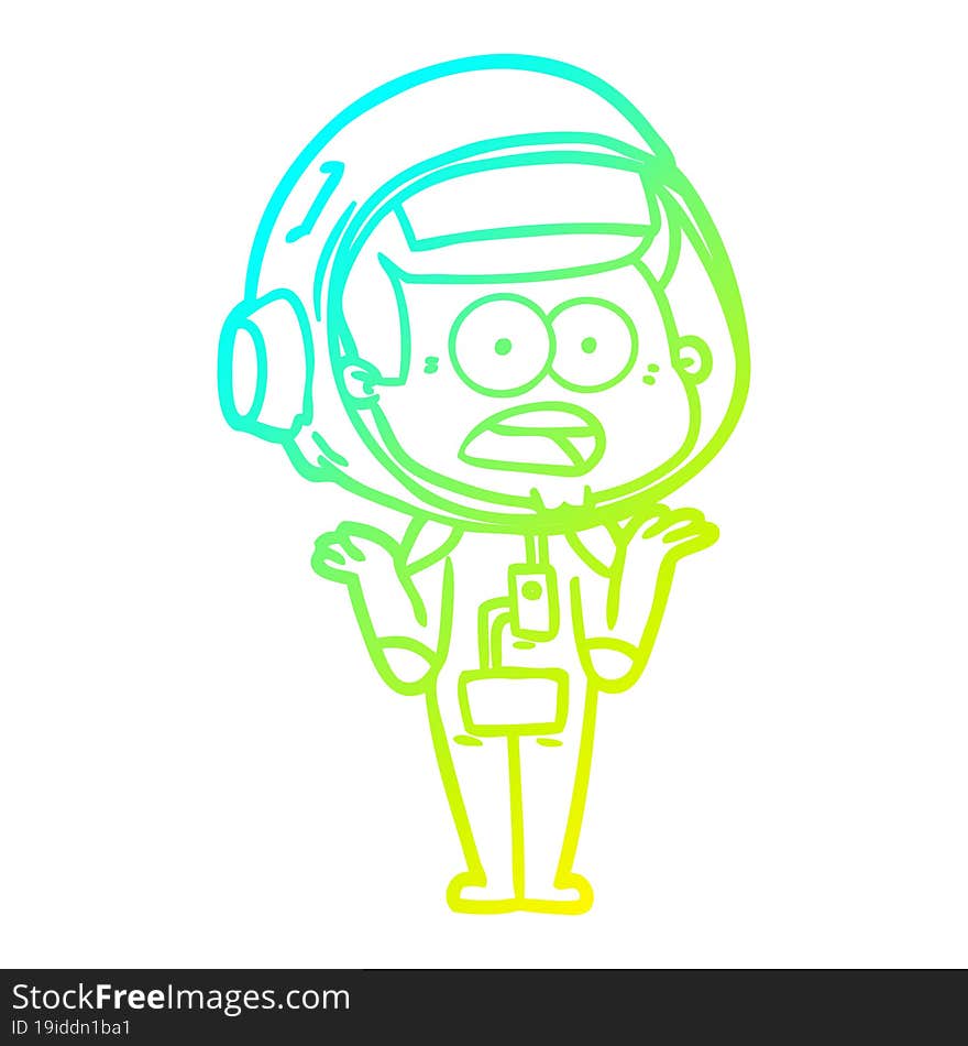 cold gradient line drawing cartoon surprised astronaut