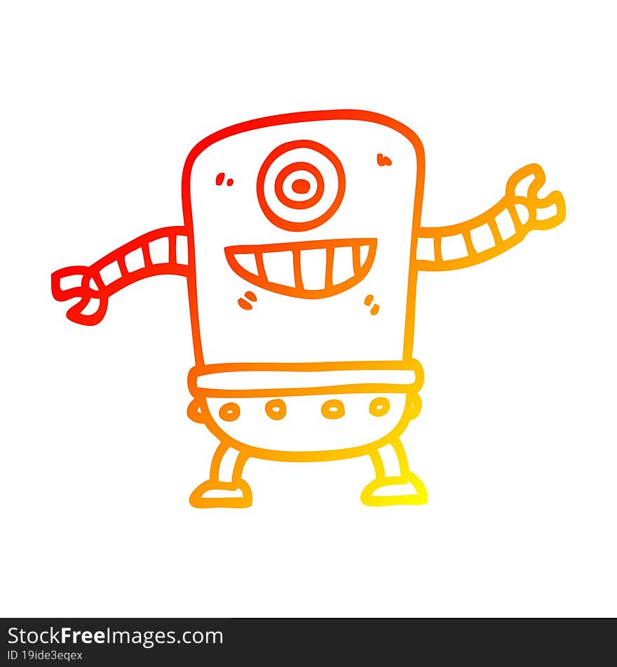 warm gradient line drawing cartoon robot