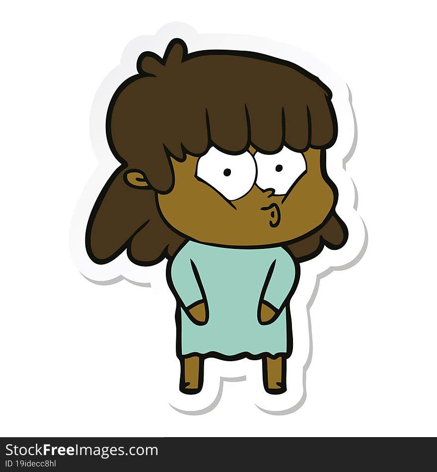 sticker of a cartoon whistling girl