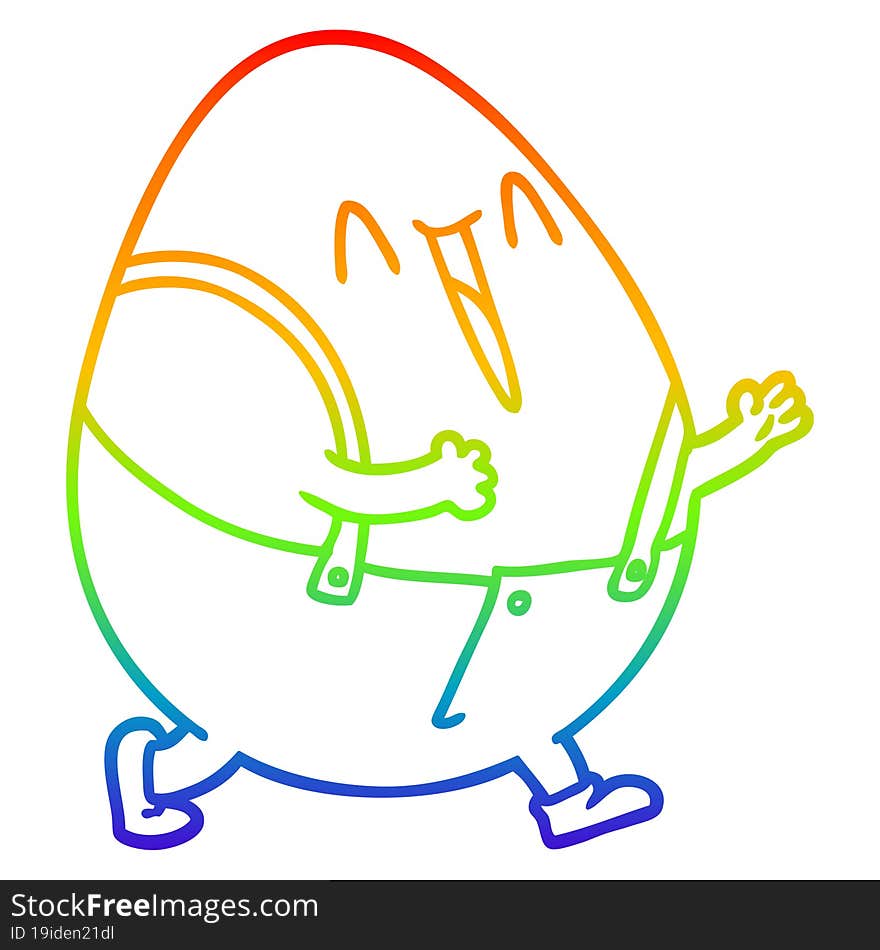 rainbow gradient line drawing humpty dumpty cartoon egg man