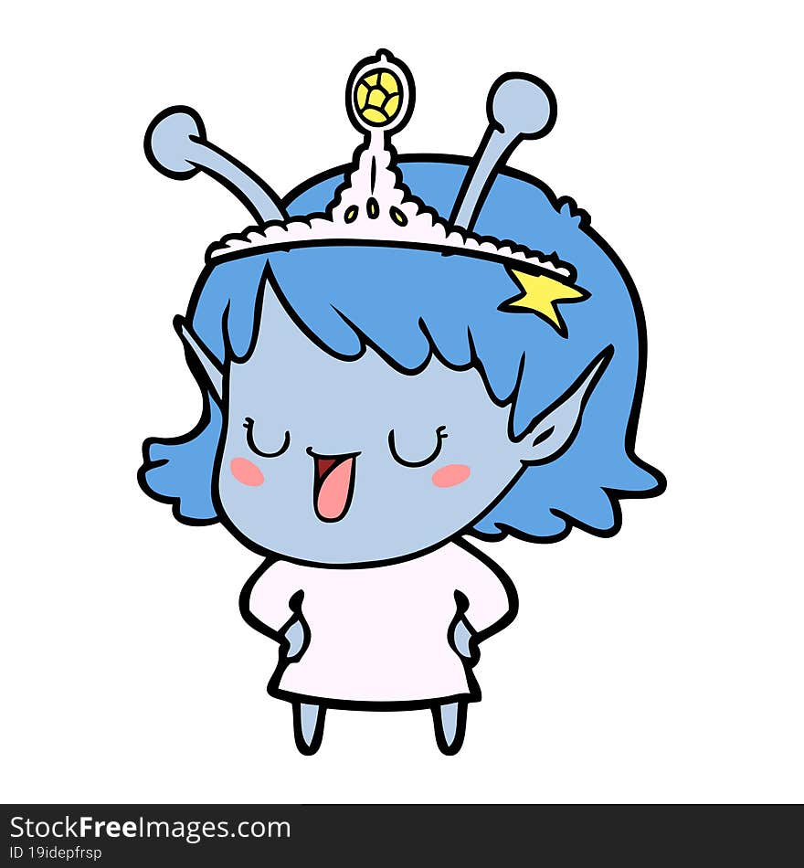 happy alien princess cartoon. happy alien princess cartoon