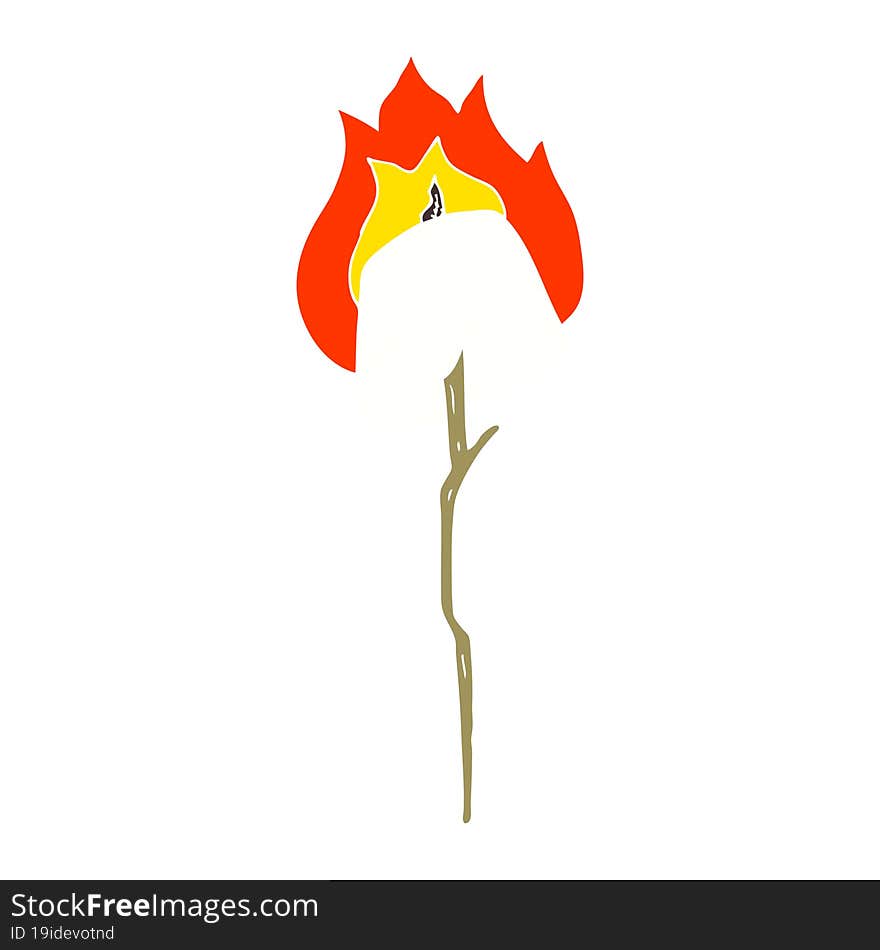 Flat Color Illustration Of A Cartoon Toasted Marshmallow