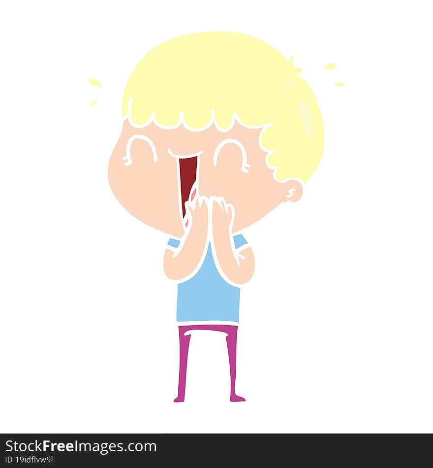 laughing flat color style cartoon man