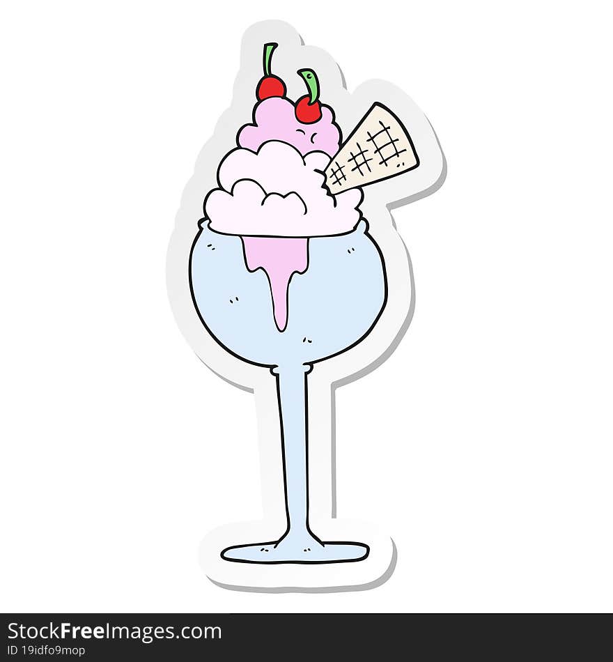 sticker of a cartoon ice cream