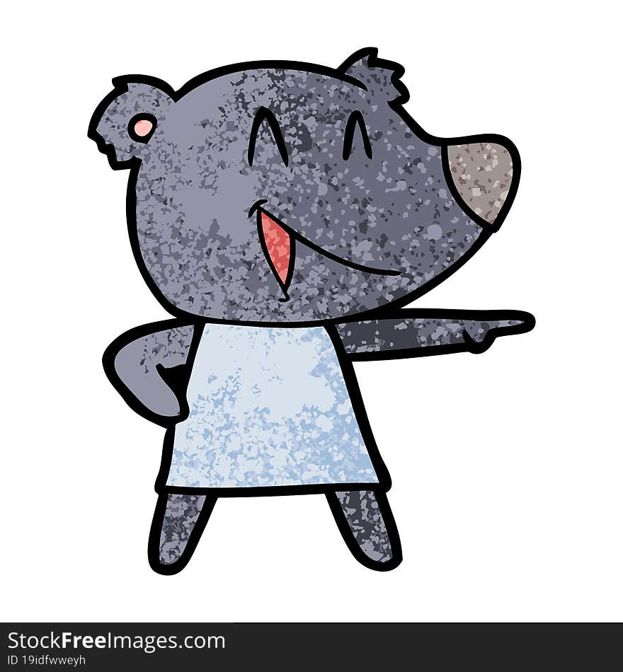 cartoon bear in dress laughing and pointing. cartoon bear in dress laughing and pointing