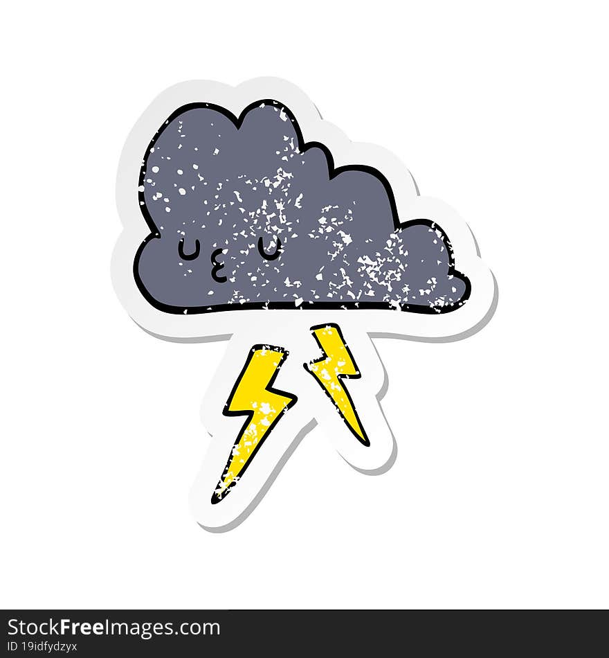 Distressed Sticker Of A Cartoon Storm Cloud