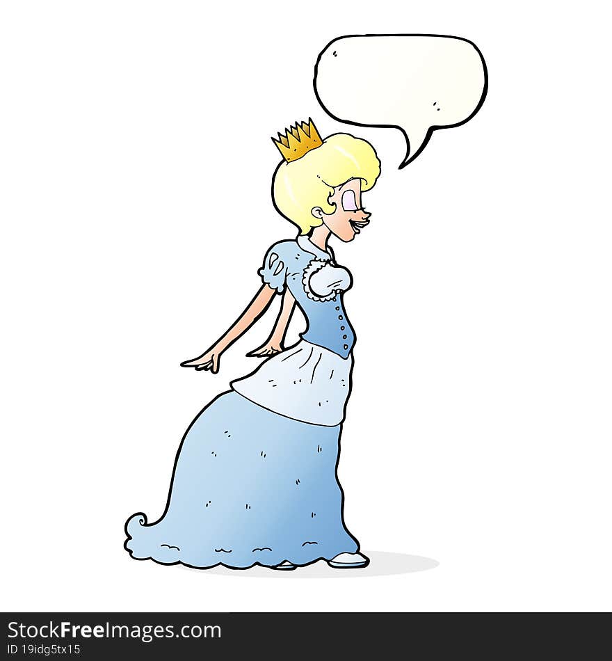 cartoon princess with speech bubble