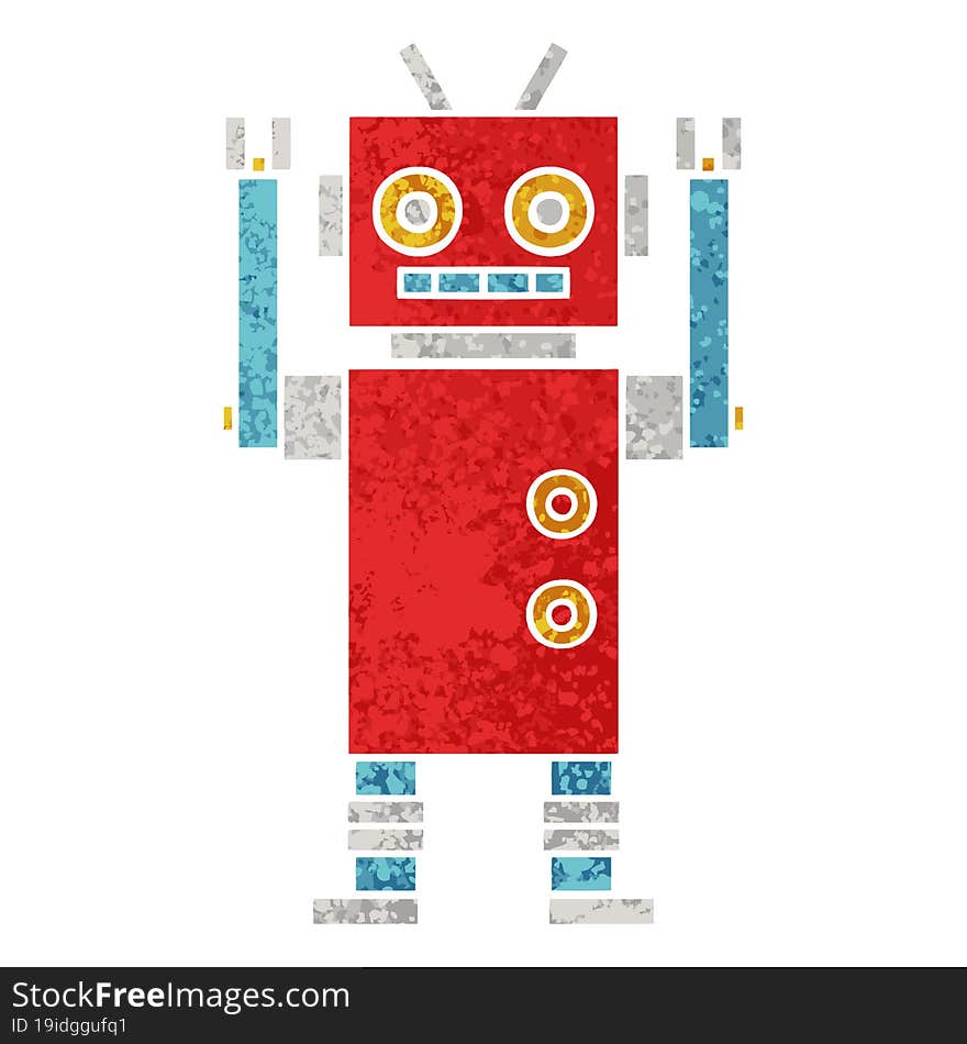 Retro Illustration Style Cartoon Dancing Robot