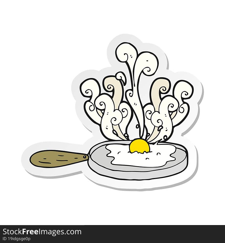 Sticker Of A Frying Cartoon Egg