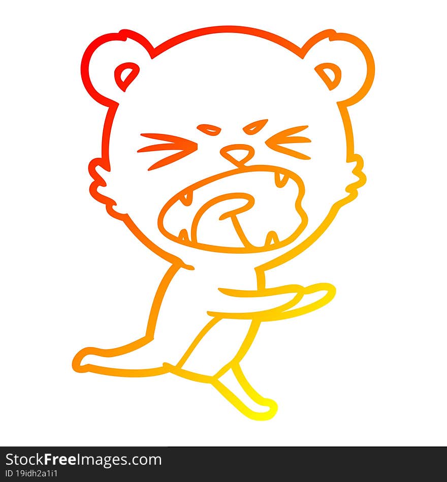 warm gradient line drawing angry cartoon bear shouting