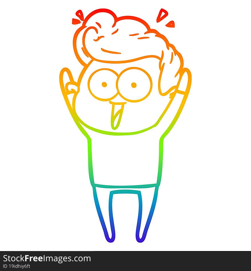 Rainbow Gradient Line Drawing Cartoon Man