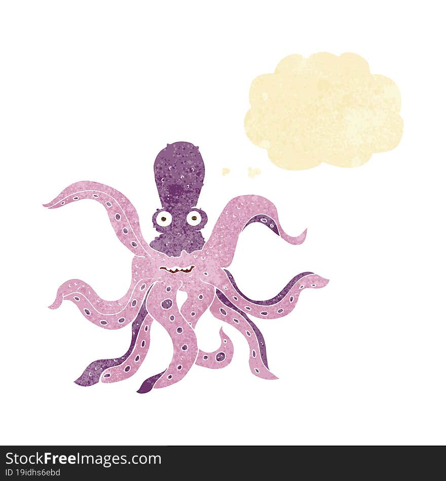 Cartoon Giant Octopus With Thought Bubble