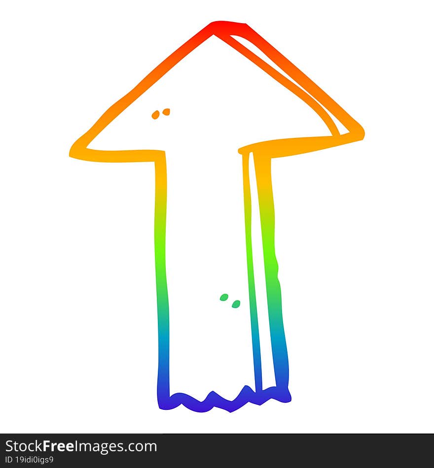 rainbow gradient line drawing cartoon arrow