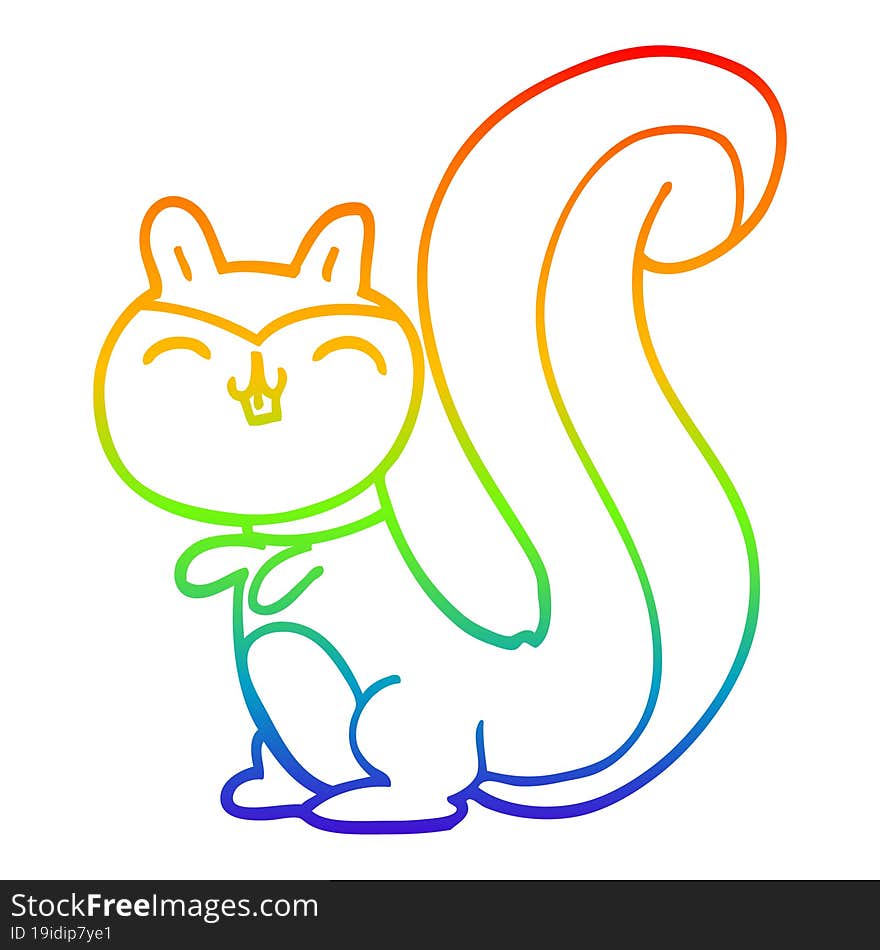 rainbow gradient line drawing cartoon happy squirrel