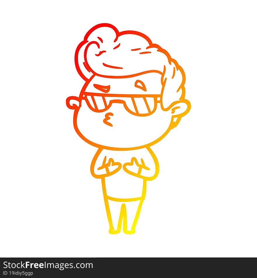 warm gradient line drawing cartoon cool guy