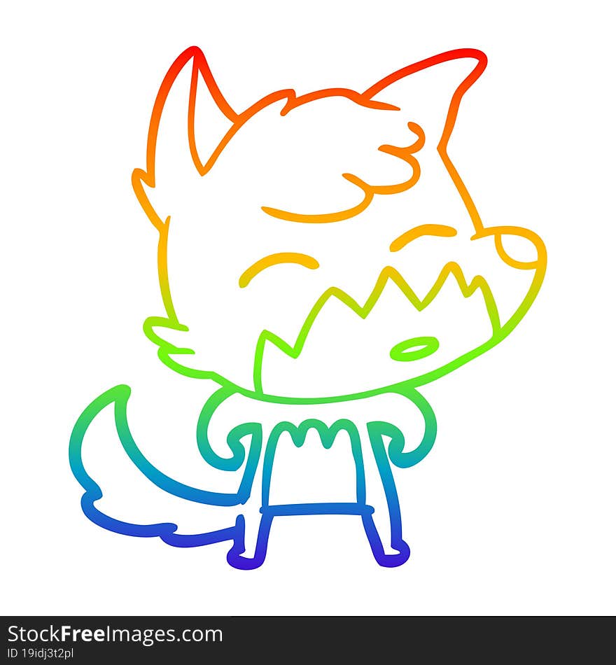 rainbow gradient line drawing cartoon fox