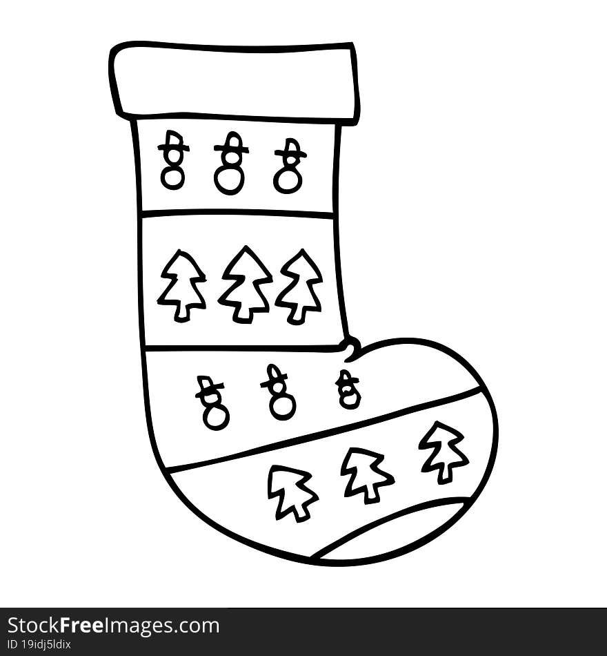 Line Drawing Cartoon Christmas Stockings