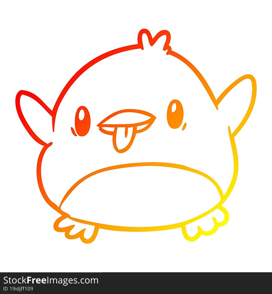 Warm Gradient Line Drawing Cute Penguin