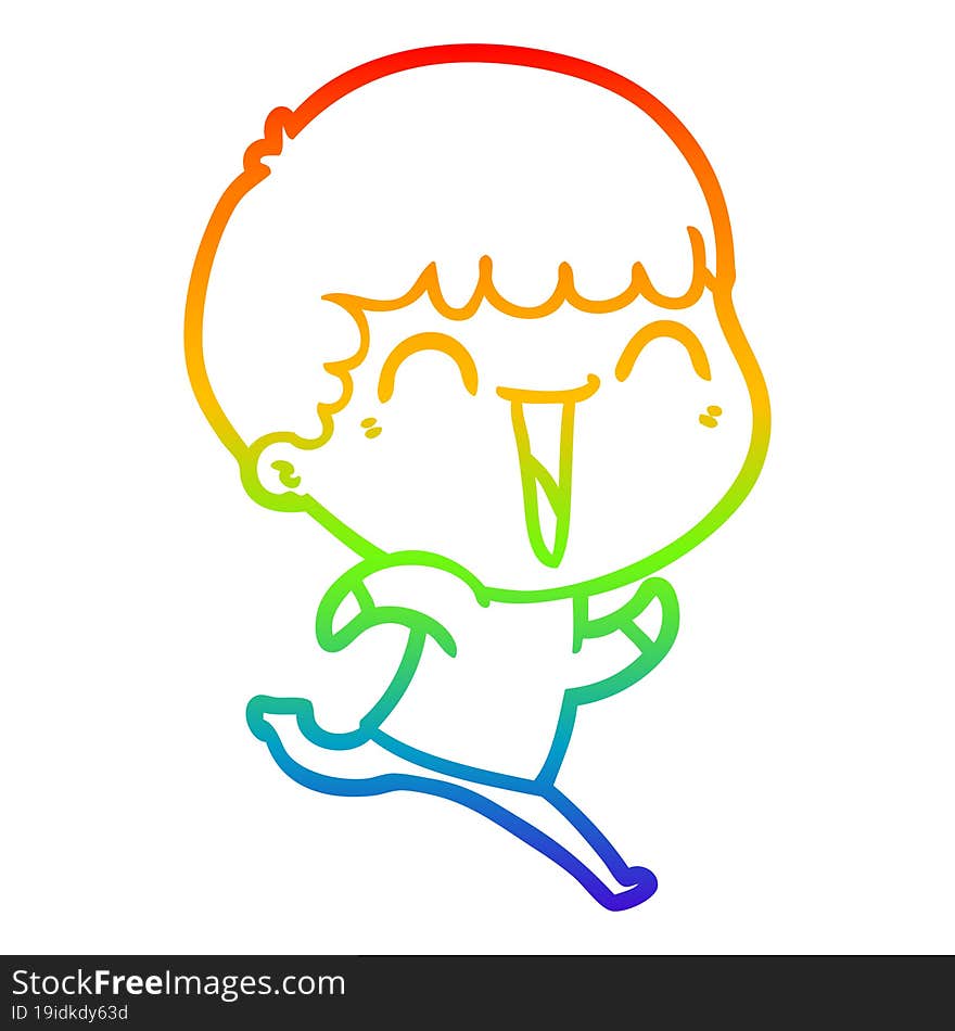 rainbow gradient line drawing of a cartoon happy man