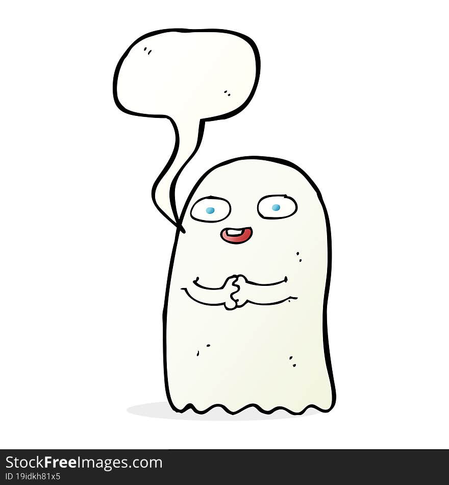 funny cartoon ghost with speech bubble