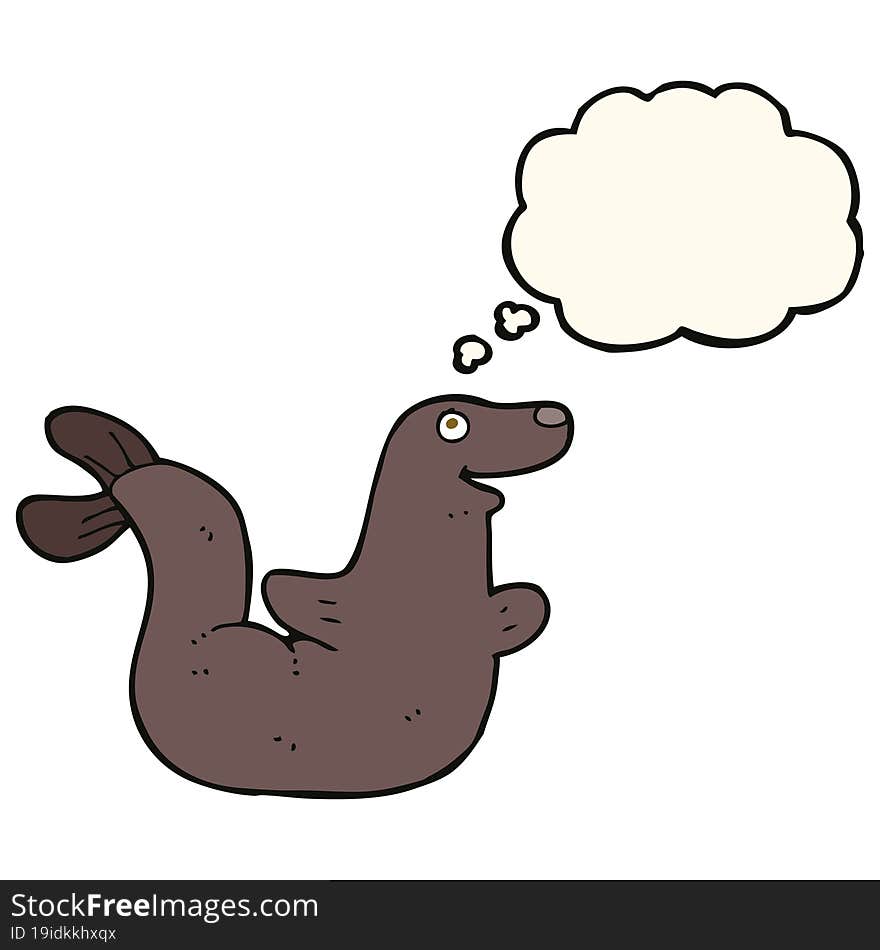 cartoon seal with thought bubble