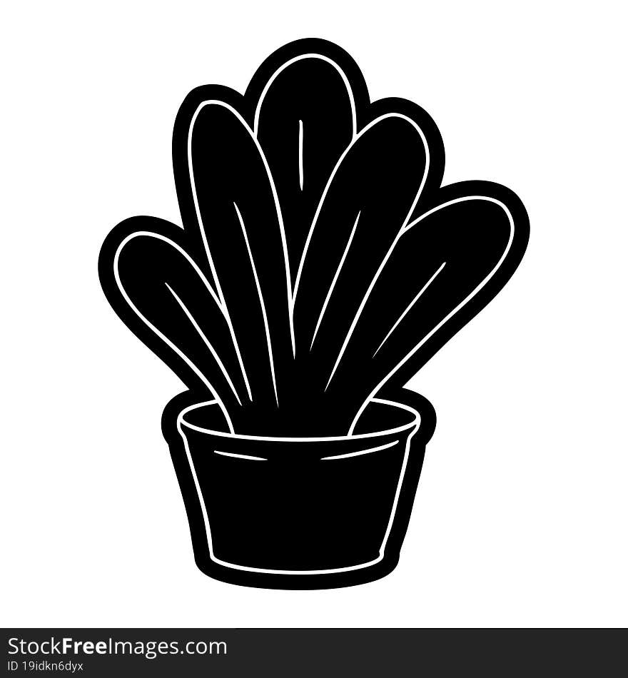 cartoon icon drawing of a green indoor plant